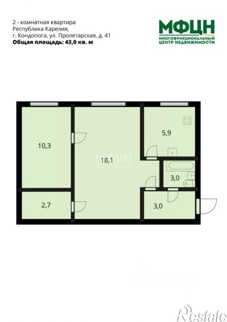 2-комн квартира ул Пролетарская, 41,  д. 41