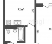1-комн, 34кв м, этаж 3/9 ул Героев, 11