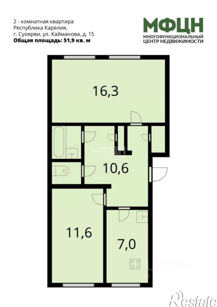 2-комн квартира улица Кайманова, 15,  д. 15