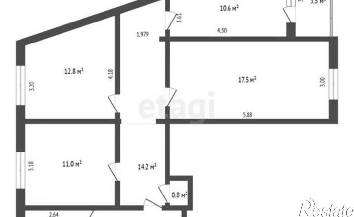 4-комн квартира улица Кайманова, 1А,  д. 1А