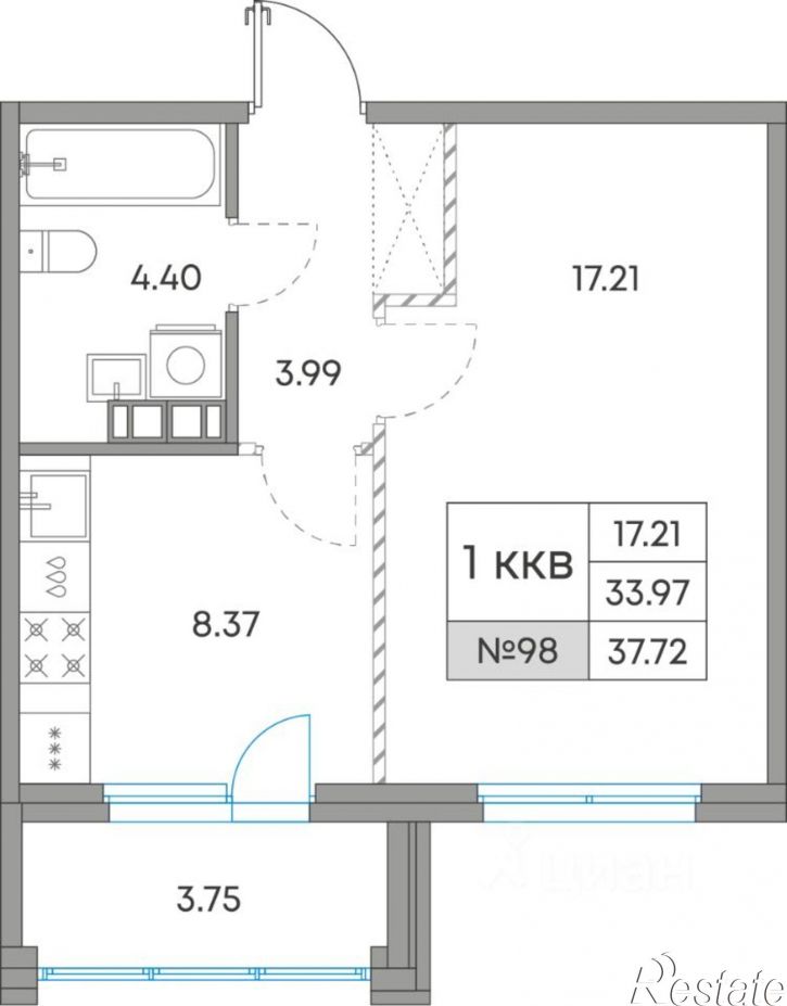1-комн квартира в новом доме Петрозаводск
