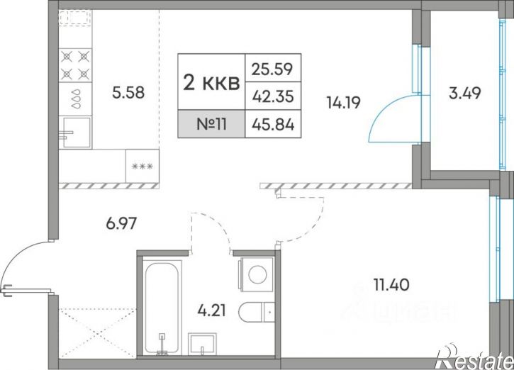 2-комн квартира в новом доме Петрозаводск